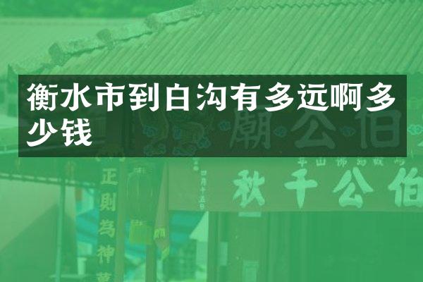 衡水市到白沟有多远啊多少钱