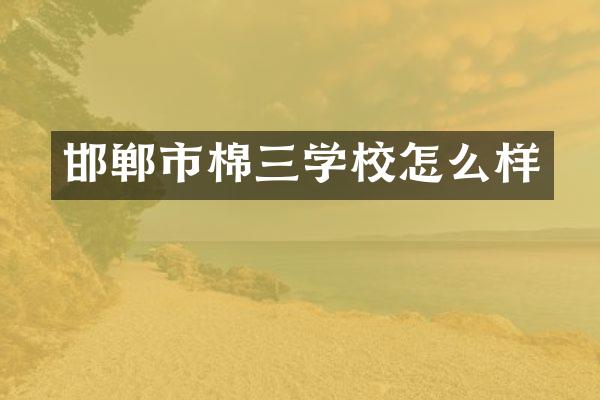 邯郸市棉三学校怎么样