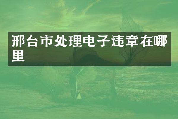 邢台市处理电子违章在哪里