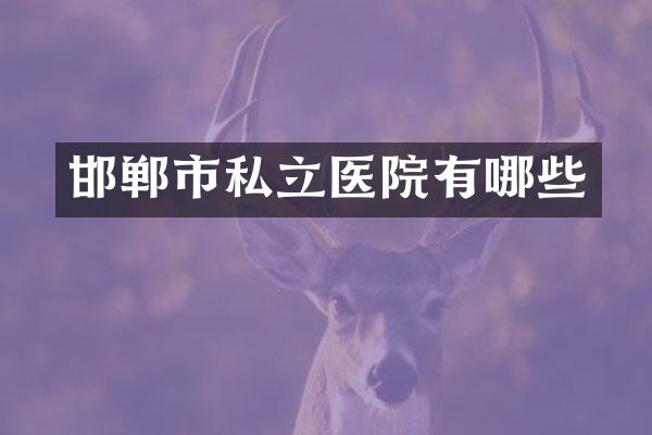 邯郸市私立医院有哪些