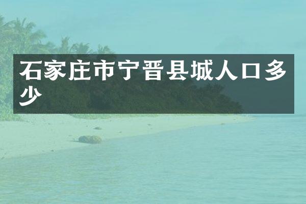 石家庄市宁晋县城人口多少