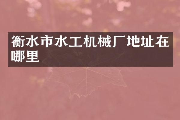 衡水市水工机械厂地址在哪里