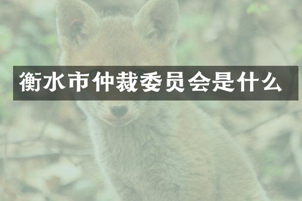 衡水市仲裁委员会是什么