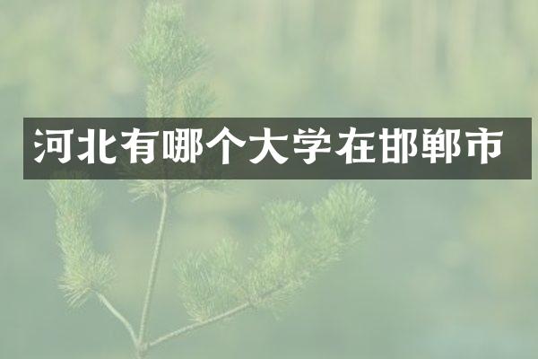 河北有哪个大学在邯郸市
