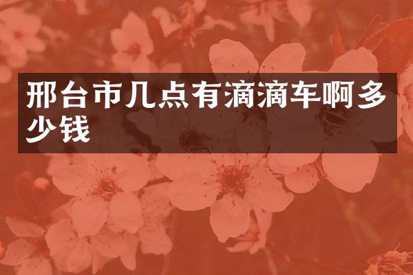 邢台市几点有滴滴车啊多少钱