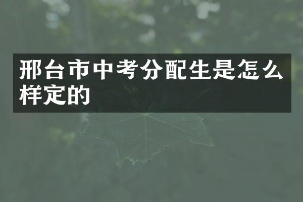 邢台市中考分配生是怎么样定的
