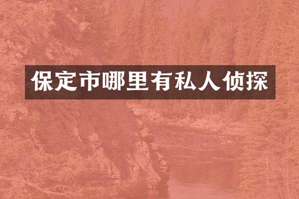 保定市哪里有私人侦探