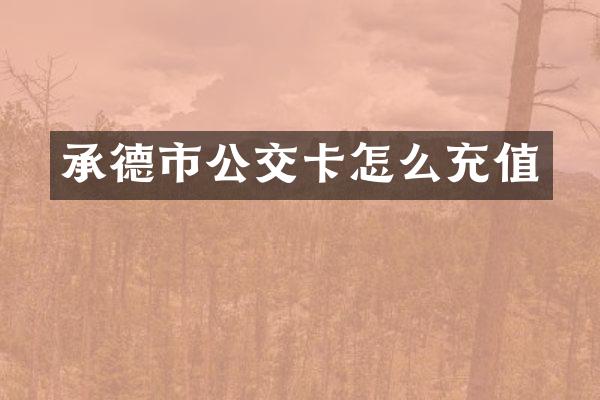承德市公交卡怎么充值