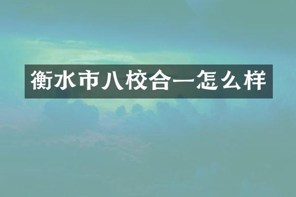 衡水市八校合一怎么样