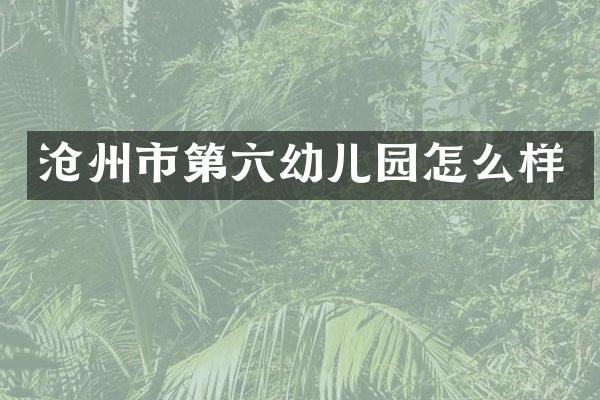 沧州市第六幼儿园怎么样