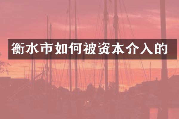 衡水市如何被资本介入的
