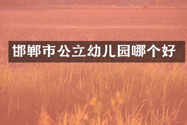 邯郸市公立幼儿园哪个好