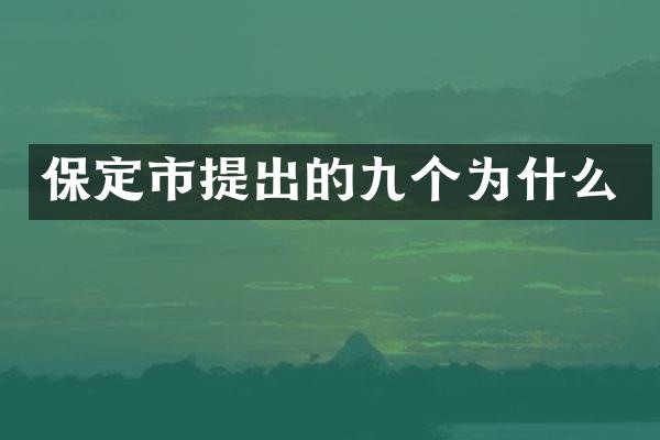 保定市提出的九个为什么