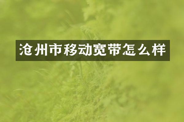 沧州市移动宽带怎么样
