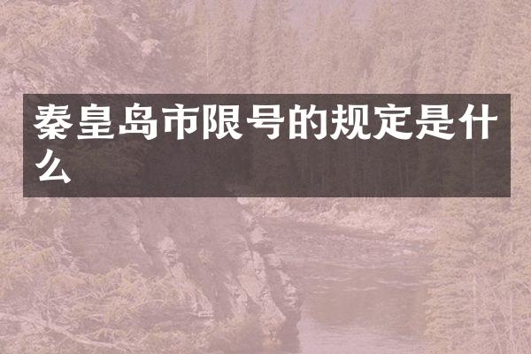 秦皇岛市限号的规定是什么