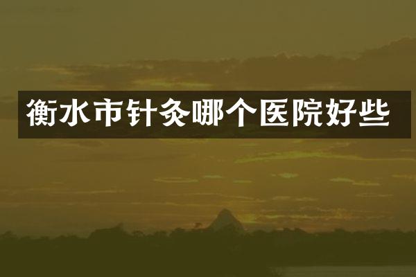 衡水市针灸哪个医院好些