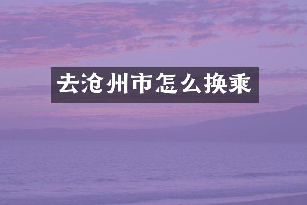 去沧州市怎么换乘