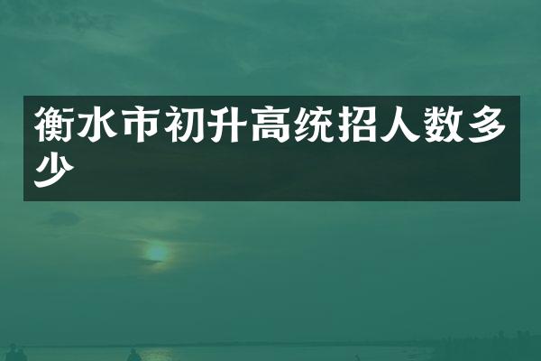 衡水市初升高统招人数多少