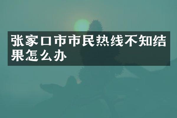 张家口市市民热线不知结果怎么办