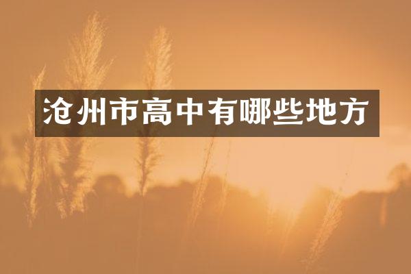 沧州市高中有哪些地方