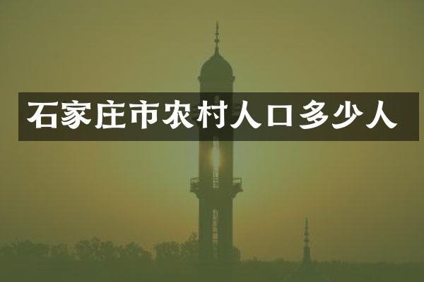 石家庄市农村人口多少人