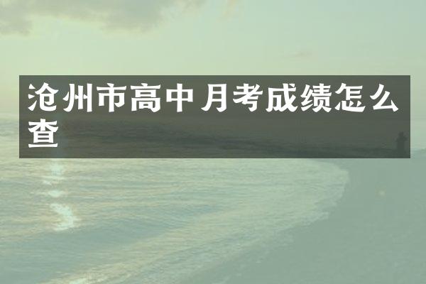 沧州市高中月考成绩怎么查