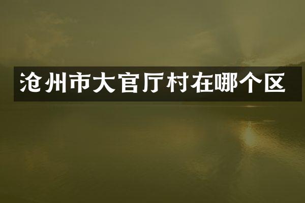沧州市大官厅村在哪个区
