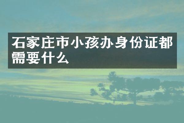 石家庄市小孩办身份证都需要什么