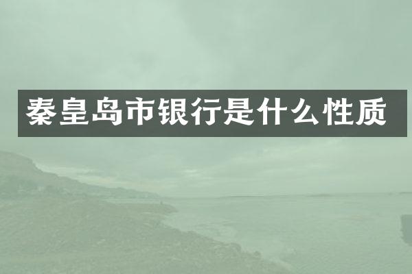 秦皇岛市银行是什么性质