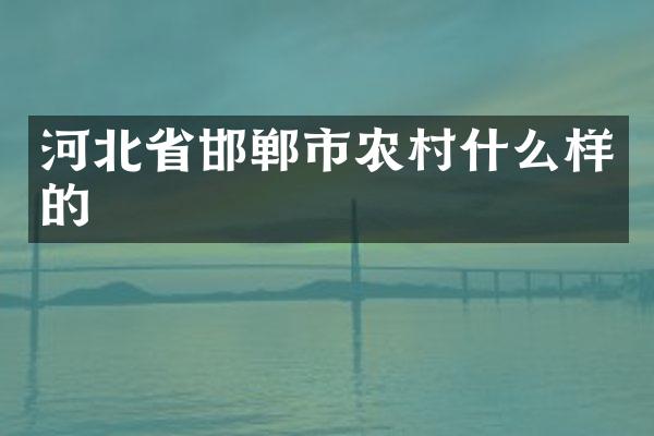河北省邯郸市农村什么样的