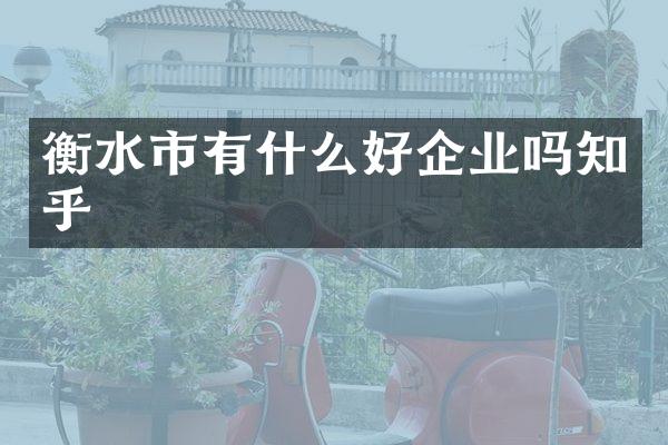 衡水市有什么好企业吗知乎