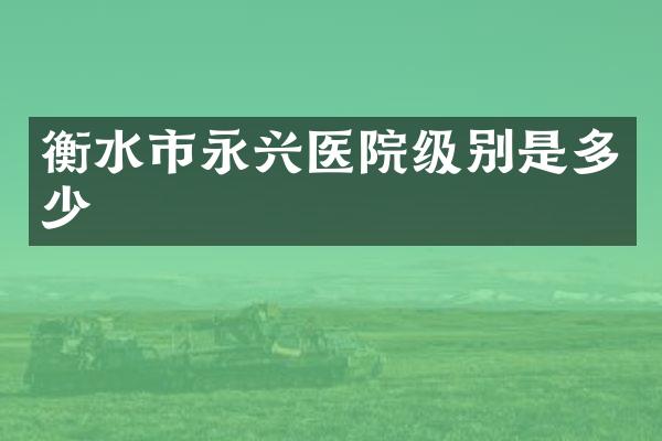 衡水市永兴医院级别是多少