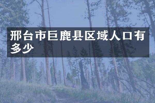 邢台市巨鹿县区域人口有多少