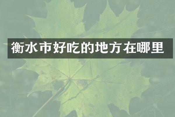 衡水市好吃的地方在哪里