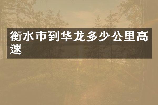 衡水市到华龙多少公里高速