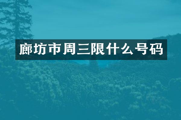廊坊市周三限什么号码