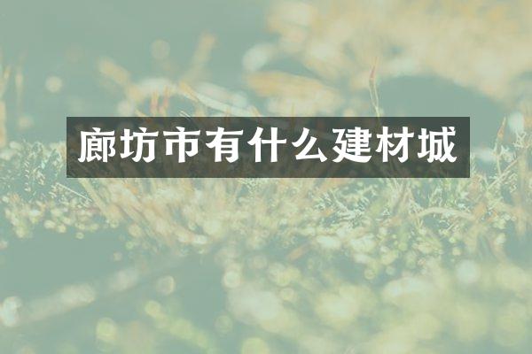 廊坊市有什么建材城
