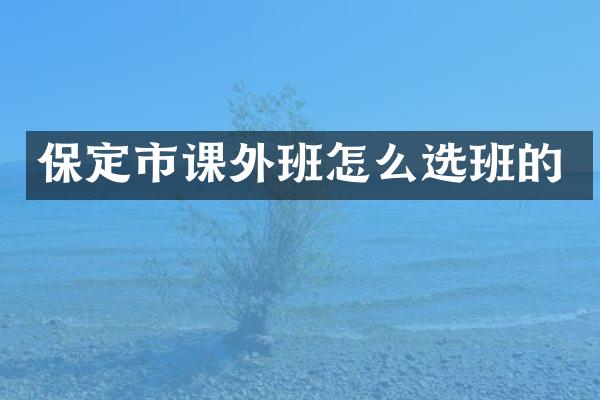 保定市课外班怎么选班的