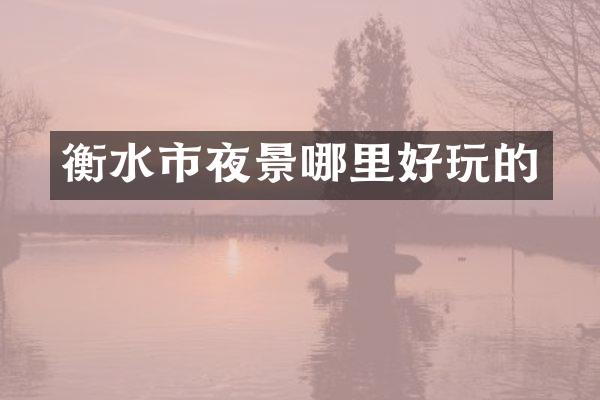衡水市夜景哪里好玩的