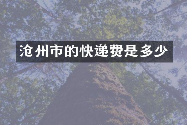 沧州市的快递费是多少
