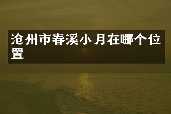 沧州市春溪小月在哪个位置
