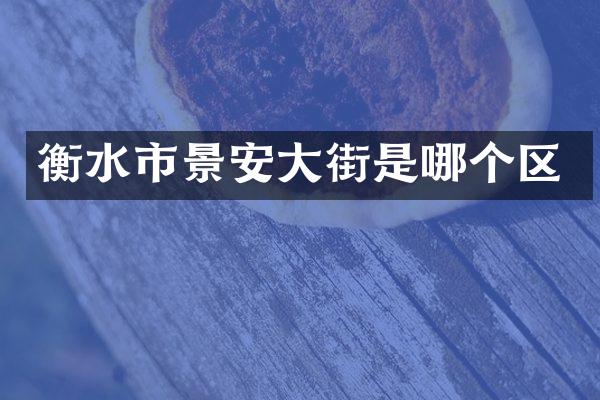 衡水市景安大街是哪个区