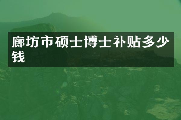 廊坊市硕士博士补贴多少钱