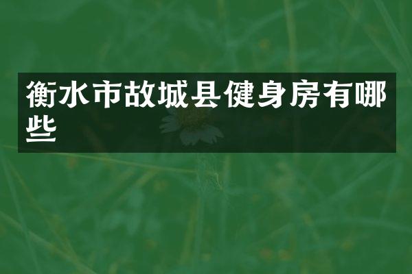 衡水市故城县健身房有哪些