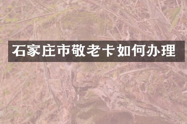 石家庄市敬老卡如何办理