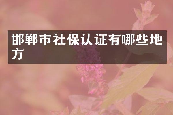 邯郸市社保认证有哪些地方