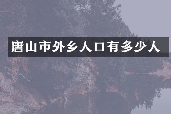 唐山市外乡人口有多少人