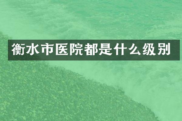 衡水市医院都是什么级别