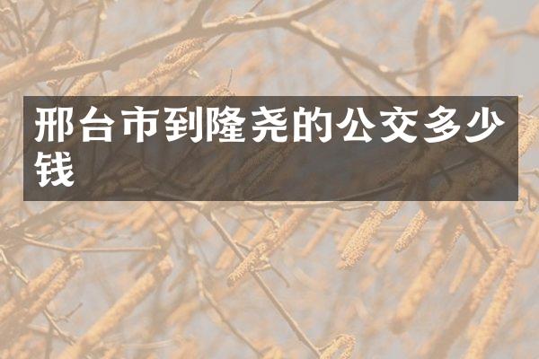 邢台市到隆尧的公交多少钱