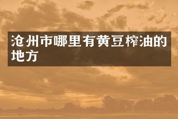 沧州市哪里有黄豆榨油的地方